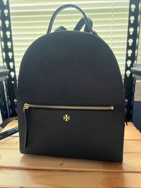 Tory Burch Navy Blue Backpack with Gold Hardware